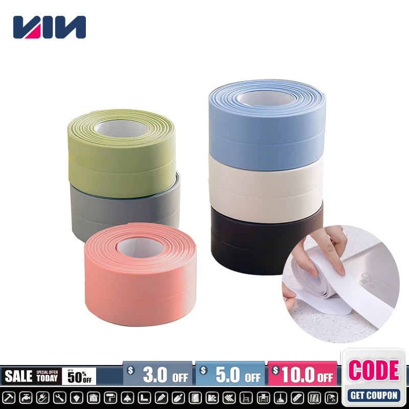 Color Kitchen Bathroom Waterproof Sealing Tape Wall Sticker Shower Sink Bath Strip PVC Silicone Self Adhesive Toilet Install
Color Kitchen Bathroom Waterproof Sealing Tape Wall Sticker Shower Sink Bath Strip PVC Silicone Self Adhesive Toilet Install