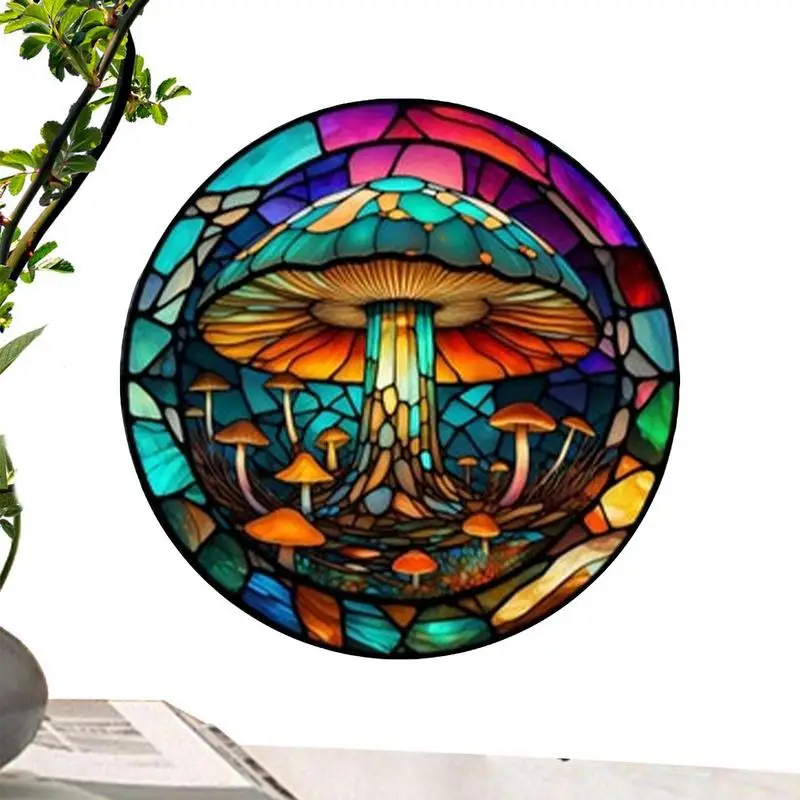

Dragonfly Mushroom Garland Acrylic Board Decoration Imitation Glass Colored Wreath Stained Glass Decor For Outdoor Window