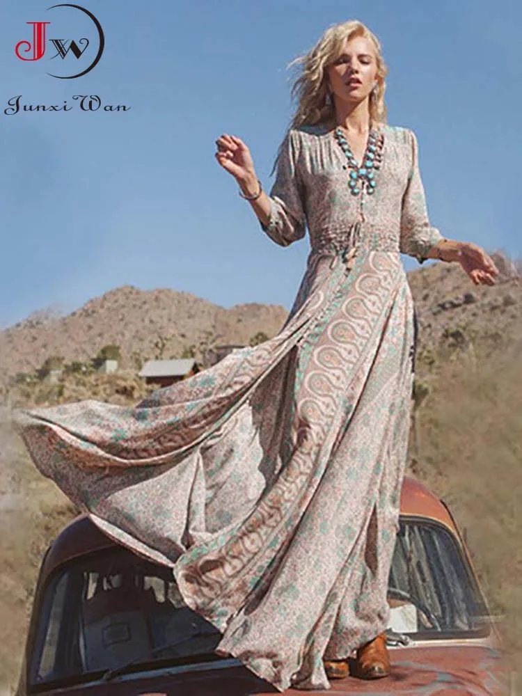 Women Floral Print Bohemian Dress 2023 Spring Summer Casual Loose Chiffon Beach Long Dress V Neck Half Sleeve Tassel
Women Floral Print Bohemian Dress 2023 Spring Summer Casual Loose Chiffon Beach Long Dress V Neck Half Sleeve Tassel