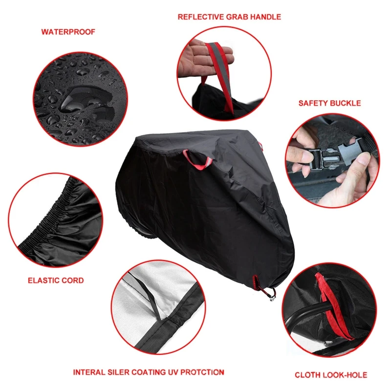 Универсальный мотоциклетный чехол для защиты от солнца и дождя, водонепроницаемый чехол для защиты от УФ-лучей, подходит для 2 B
Универсальный мотоциклетный чехол для защиты от солнца и дождя, водонепроницаемый чехол для защиты от УФ-лучей, подходит для 2 B
