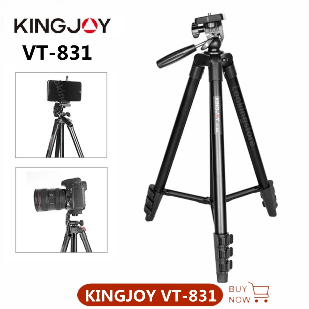 

KINGJOY VT-831 60'' Camera Phone Tripod Desktop Phone Stand Holder Compatible with Canon Nikon DSLR Max Load 6.6LB