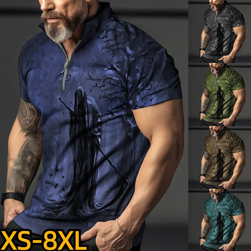 Casual Short Sleeve Summer Men's Street Style Series Clothes Lapel Top Fashion Polo Shirt 3D Digital Printing Zip T-shirt
Casual Short Sleeve Summer Men's Street Style Series Clothes Lapel Top Fashion Polo Shirt 3D Digital Printing Zip T-shirt