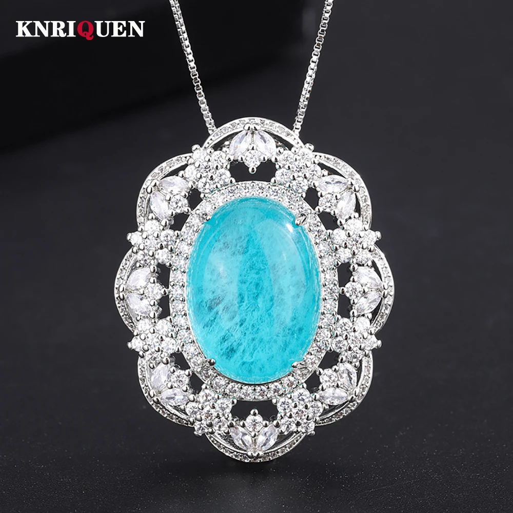 

Vintage 16*22mm Paraiba Tourmaline Ruby Pendant Necklace for Women Gemstone Party Fine Jewelry Female Gift Accessories Wholesale