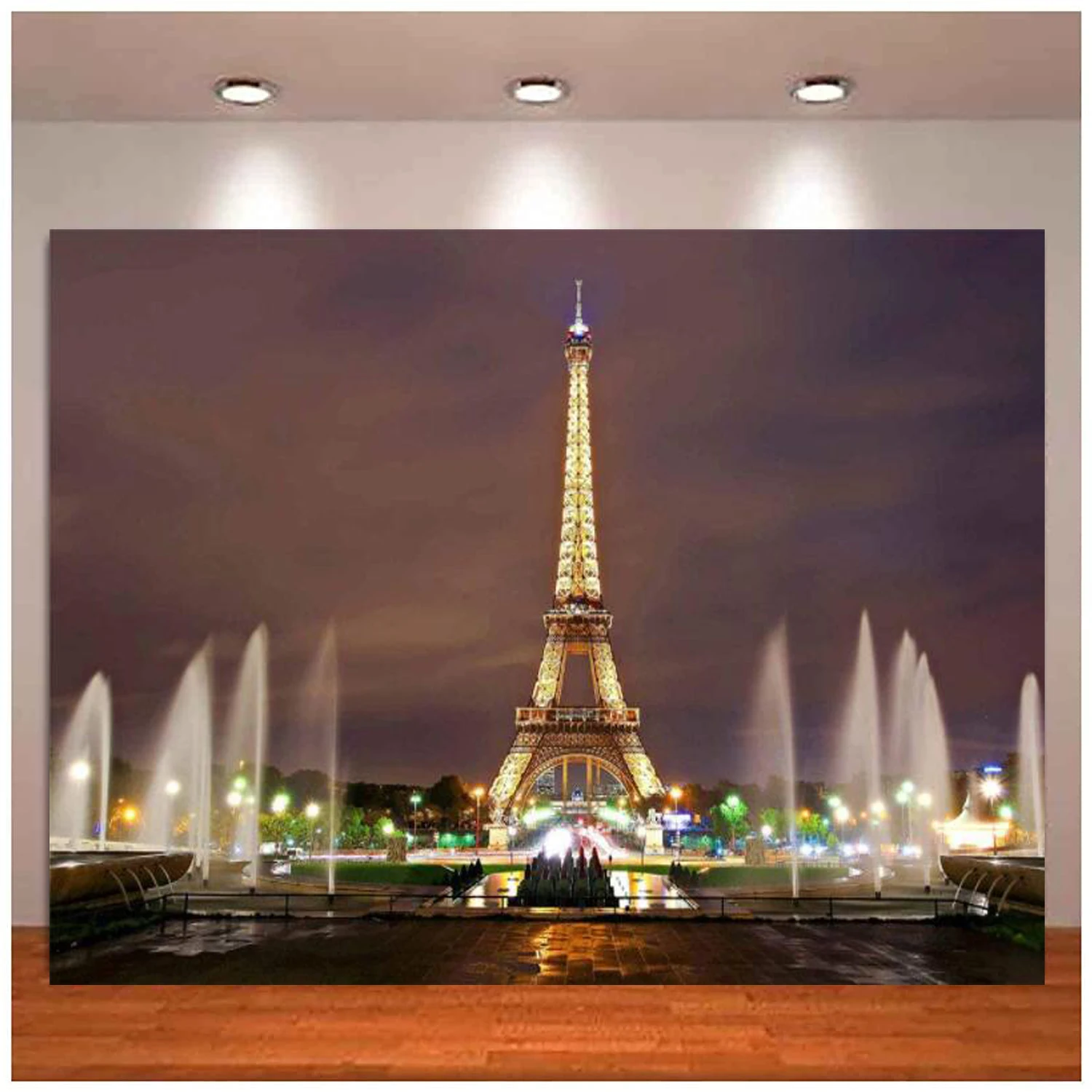 

Eiffel Tower Photography Backdrop Paris City Night Fountain Background For French Landmark Studio Wedding Party Photo Booth Prop