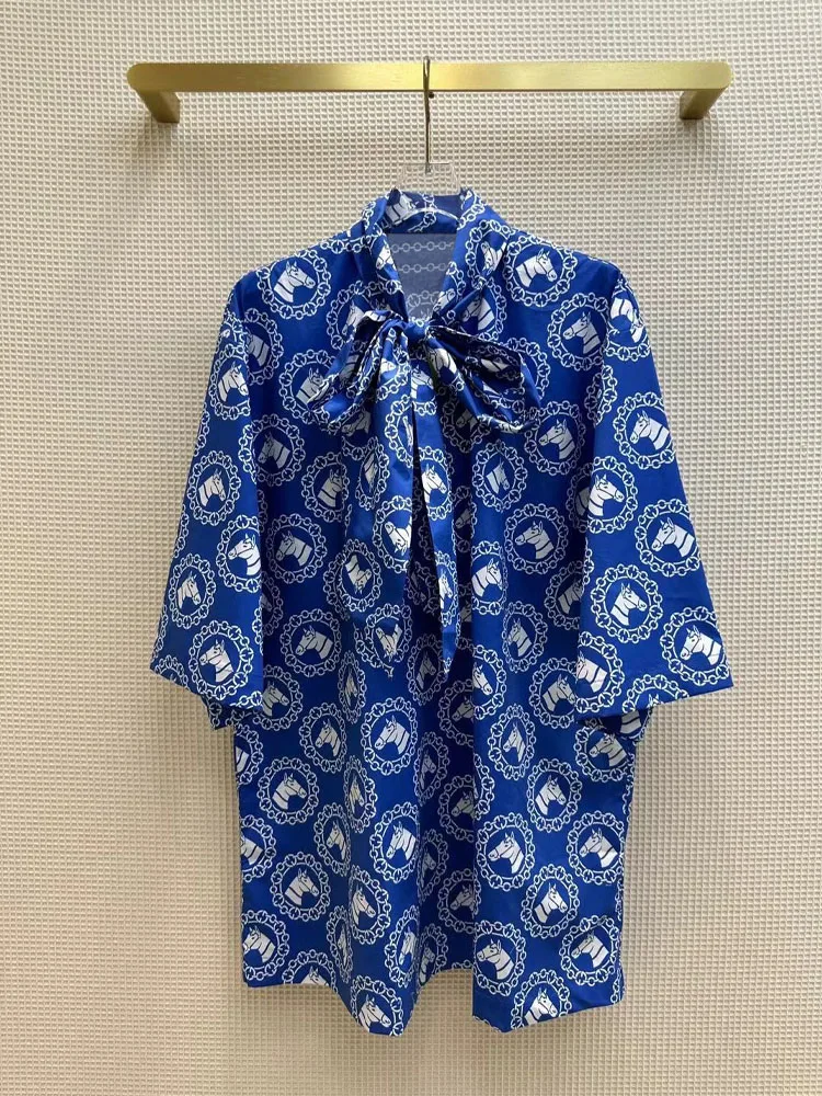 2023 Leisure Blue Shirts Top Print frenum Neck Short Seelve shirt Womens Blouses Vintage Blouse Shirts
2023 Leisure Blue Shirts Top Print frenum Neck Short Seelve shirt Womens Blouses Vintage Blouse Shirts