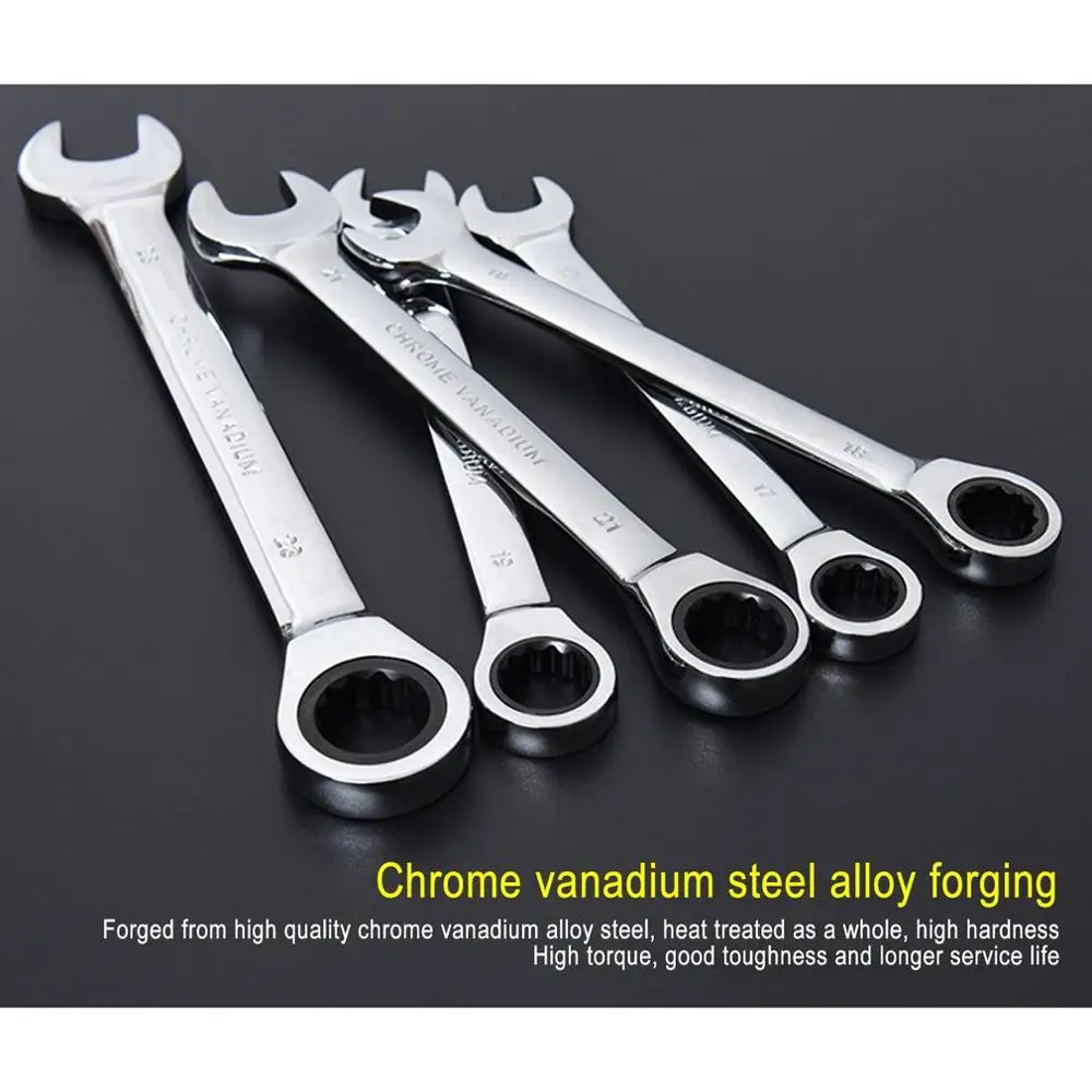 

6-24MM 72 Teeth Fixed Head Combination Ratchet Wrench Multiuse Wrenches Dual Use Spanners Auto Repair Hand Tools