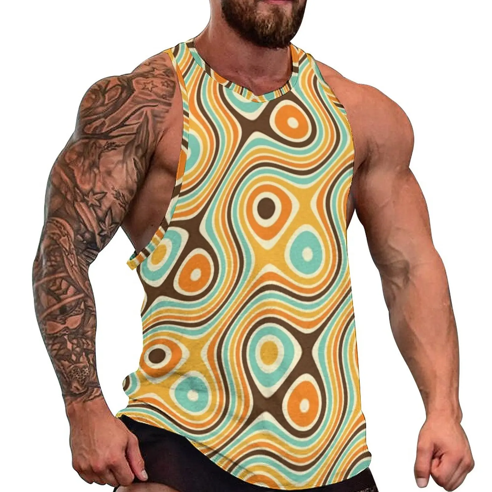 Retro Psychedelic Print Beach Tank Top Mid-Century Bodybuilding Tops Men Pattern Muscle Sleeveless Shirts Large Size
Retro Psychedelic Print Beach Tank Top Mid-Century Bodybuilding Tops Men Pattern Muscle Sleeveless Shirts Large Size