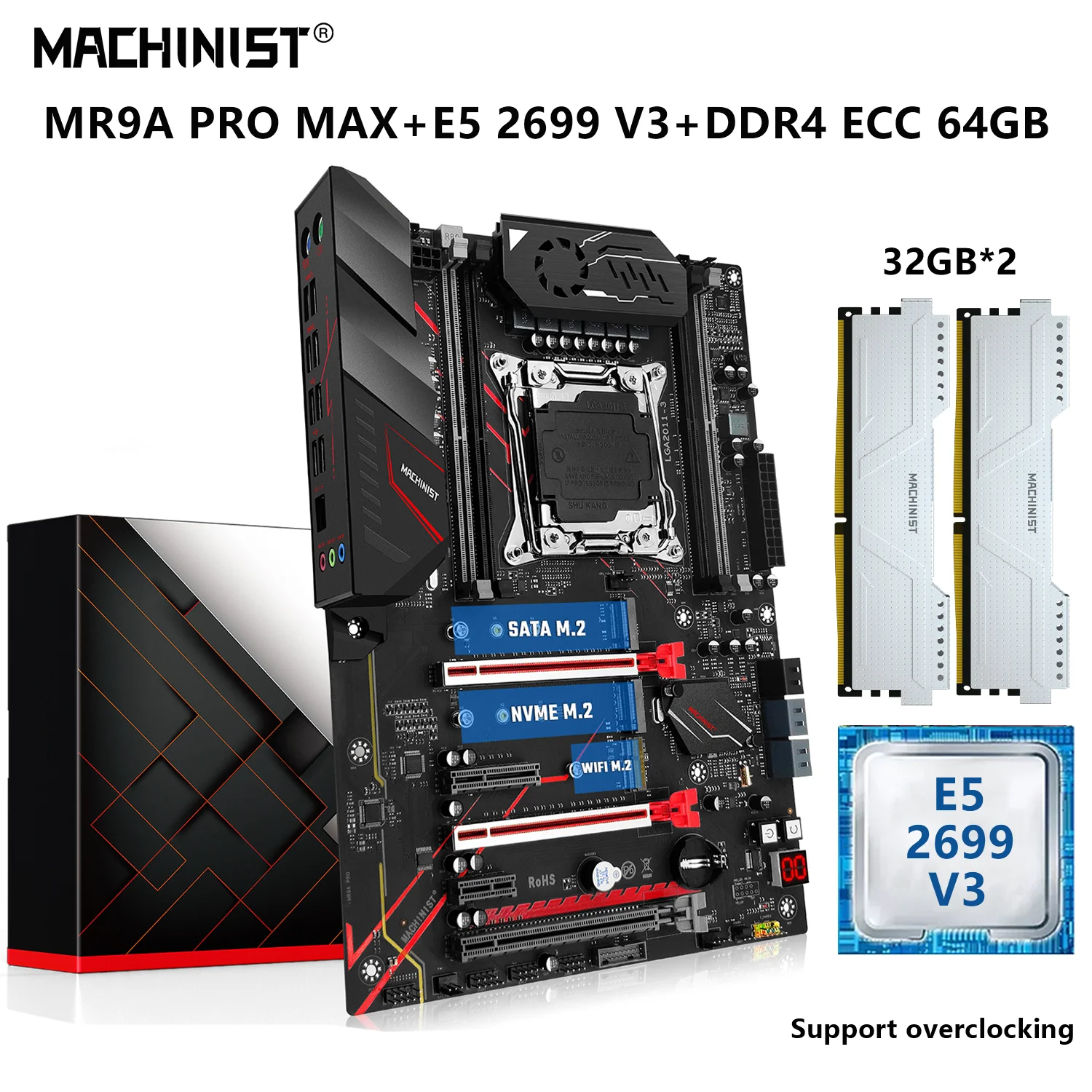MACHINIST X99 Motherboard Kit Xeon E5 2699 V3 CPU Processor 64G=32Gx2 DDR4 ECC RAM LGA 2011-3 Set USB 3.0 ATX X99-MR9A-PRO
MACHINIST X99 Motherboard Kit Xeon E5 2699 V3 CPU Processor 64G=32Gx2 DDR4 ECC RAM LGA 2011-3 Set USB 3.0 ATX X99-MR9A-PRO