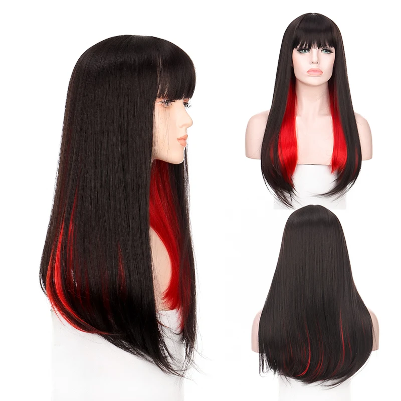 TALANG Long Straight Hair Black Synthetic Gradient Multicolor Colorblock WigLolita Wigs with Bangs for Women Fashion Female Cosp
TALANG Long Straight Hair Black Synthetic Gradient Multicolor Colorblock WigLolita Wigs with Bangs for Women Fashion Female Cosp