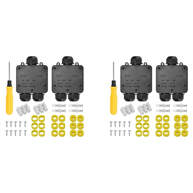 AT14 2Set Waterproof Junction Box IP68 Outdoor Gland Electrical Junction Box With 3 Cable Connector For 4-15 Mm Cable
AT14 2Set Waterproof Junction Box IP68 Outdoor Gland Electrical Junction Box With 3 Cable Connector For 4-15 Mm Cable