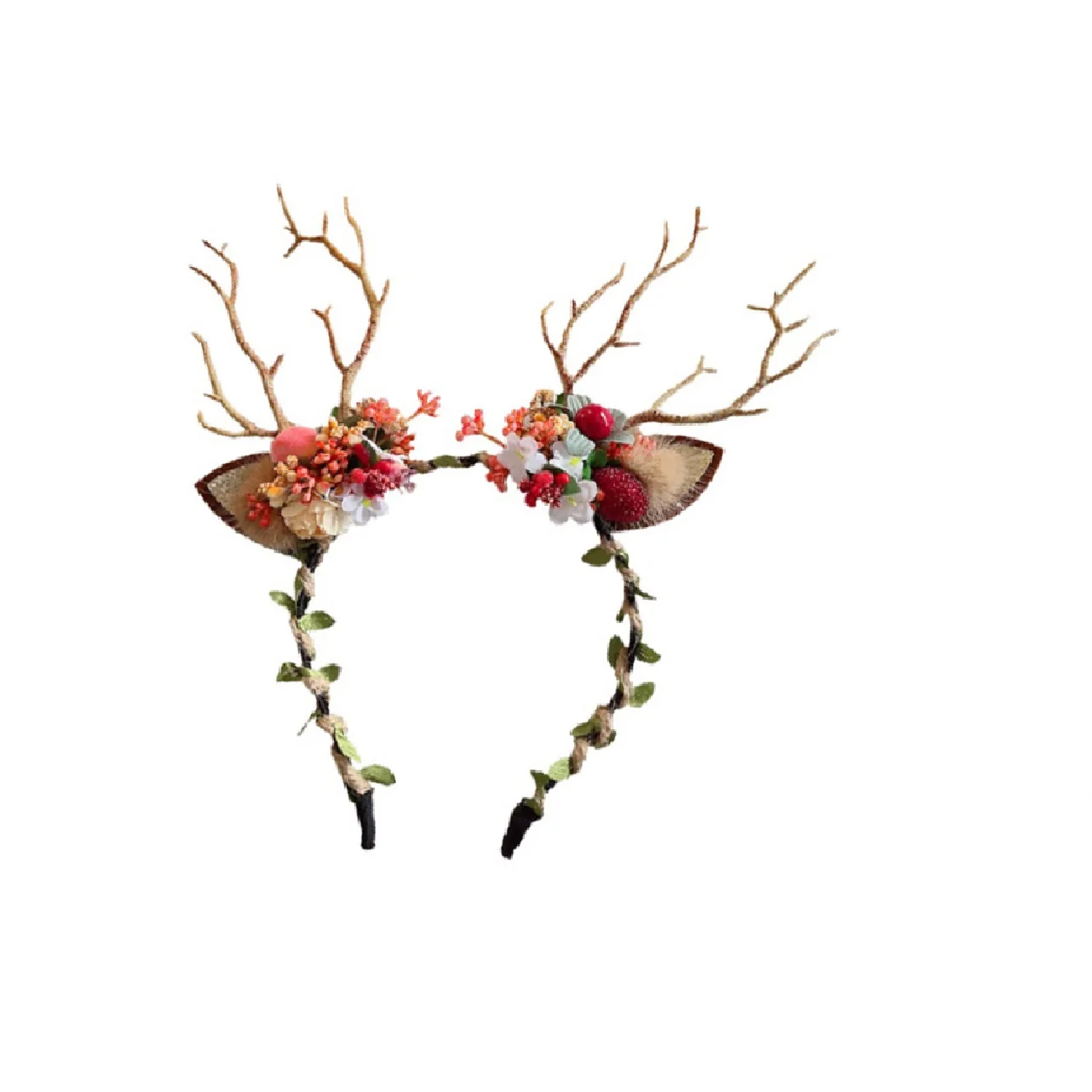 

Christmas Antler Baby Girl Headbands Accessories Xmas Party Deer Ear Flower Crown Hair Band Newborn Photography Props Headwraps