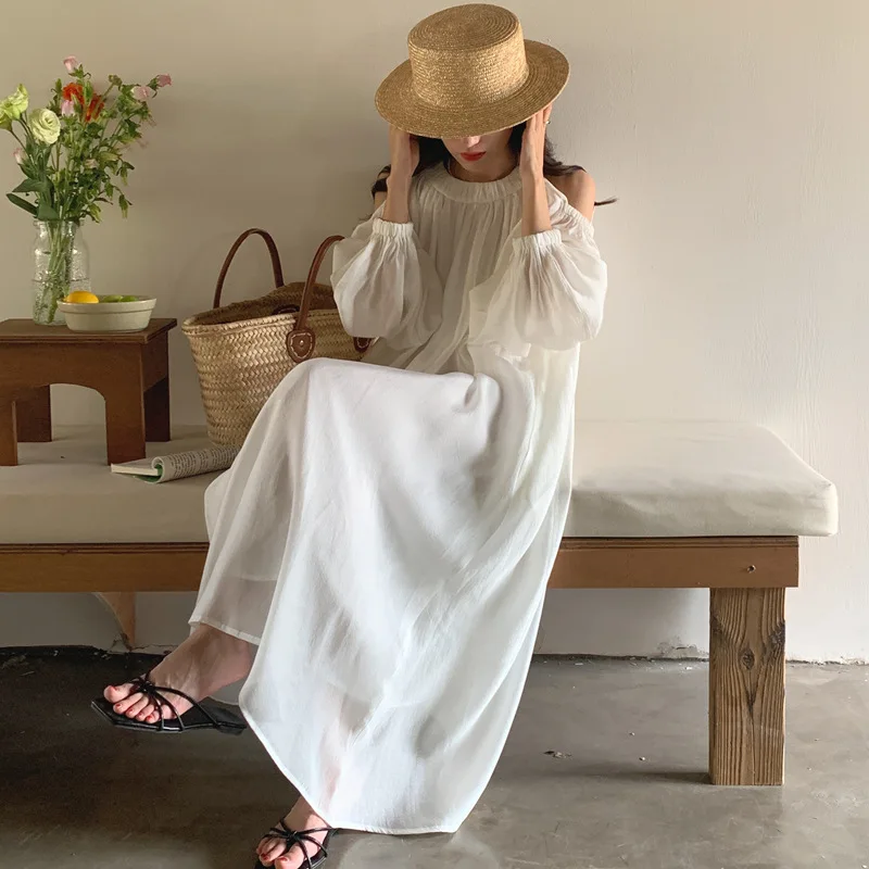 Johnature New Korean Off Shoulder Halter Chiffon Loose Dresses 2023 Spring Summer Simple Beach Vacation Women Dresses
Johnature New Korean Off Shoulder Halter Chiffon Loose Dresses 2023 Spring Summer Simple Beach Vacation Women Dresses