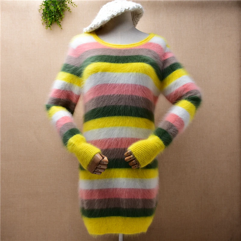 Женское трикотажное платье-свитер из кашемира и меха ангоры, с длинным рукавом и круглым вырезом
Женское трикотажное платье-свитер из кашемира и меха ангоры, с длинным рукавом и круглым вырезом