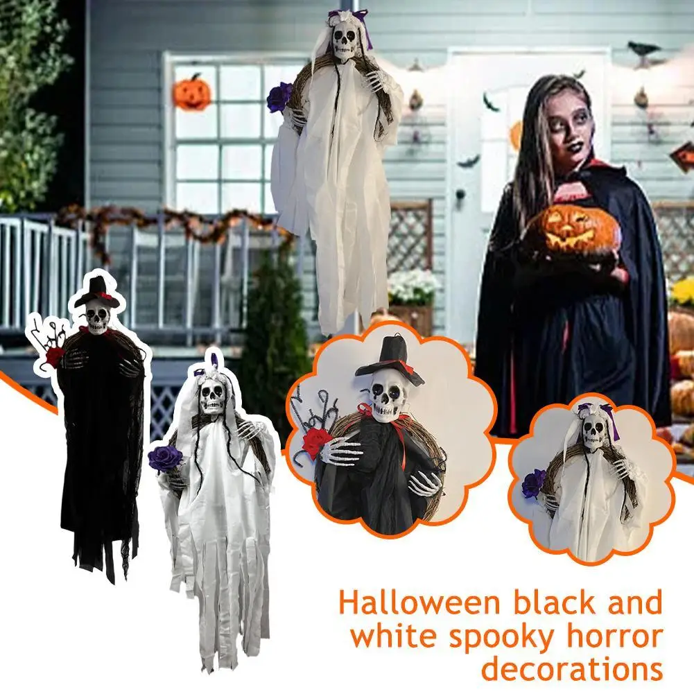Black And White Ghost Door With Black And White Rattan Haunted House Wreath And Halloween Terrifying Decorations Props Part X1R0
Black And White Ghost Door With Black And White Rattan Haunted House Wreath And Halloween Terrifying Decorations Props Part X1R0