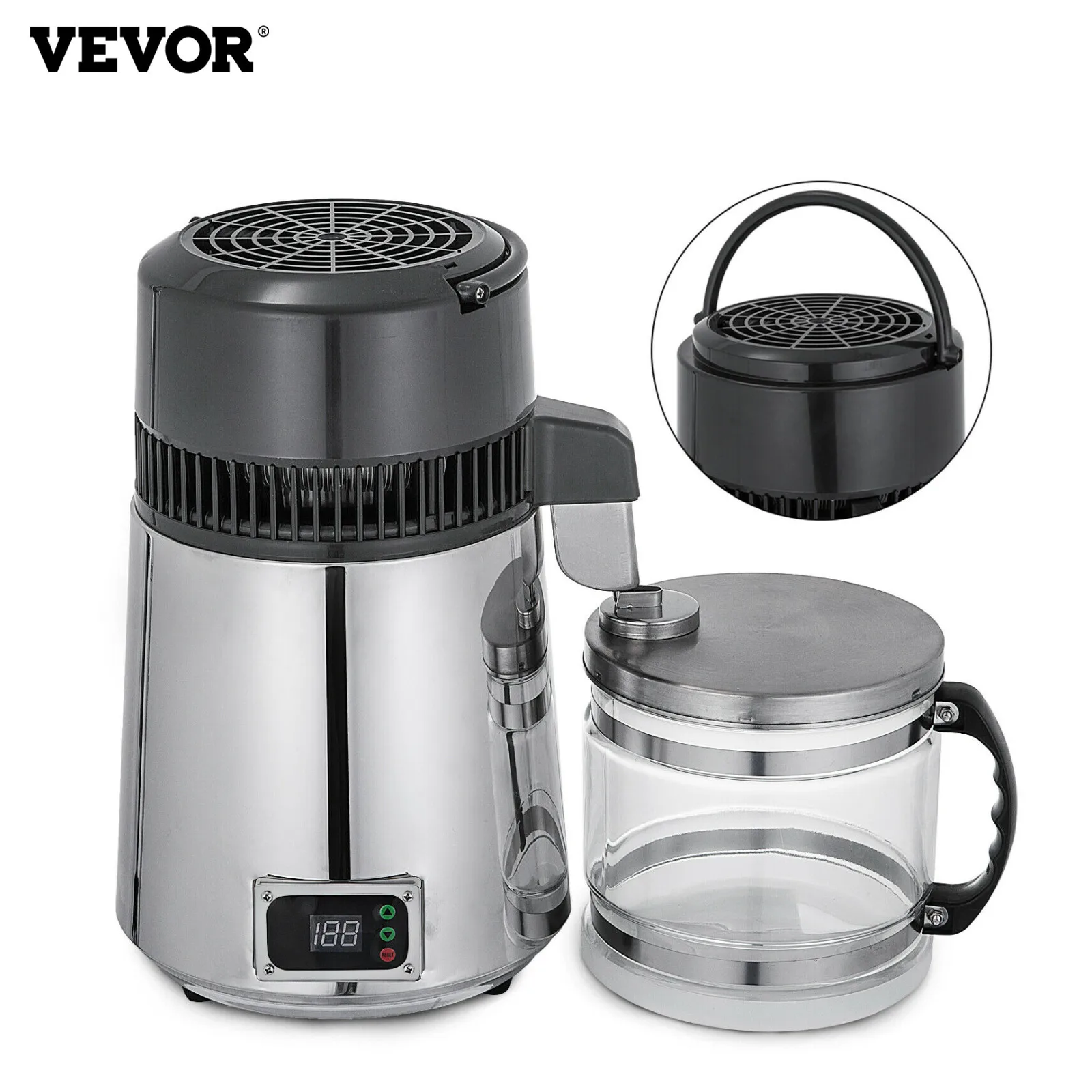VEVOR 4L Household Pure Water Distiller Temperature Controlled Alcohol Distillation Purifier Equipment Stainless Steel Glass Jar
VEVOR 4L Household Pure Water Distiller Temperature Controlled Alcohol Distillation Purifier Equipment Stainless Steel Glass Jar