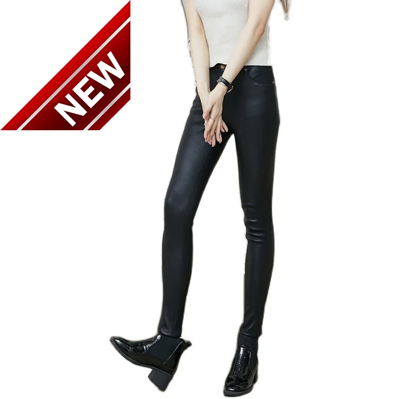 Women's Leather Stretch Pants Spring Autumn Slim Genuine Sheepskin Pants OL Ankle-Length Trousers Women Skintight Pencil Pants
Women's Leather Stretch Pants Spring Autumn Slim Genuine Sheepskin Pants OL Ankle-Length Trousers Women Skintight Pencil Pants