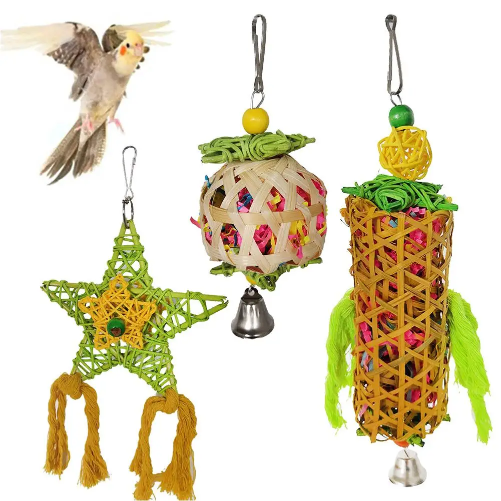 3pcs Parrot Natural Paper Shredding Toys Hanging Chewing Cage With Bells Bird Supplies For Home Decoration
3pcs Parrot Natural Paper Shredding Toys Hanging Chewing Cage With Bells Bird Supplies For Home Decoration