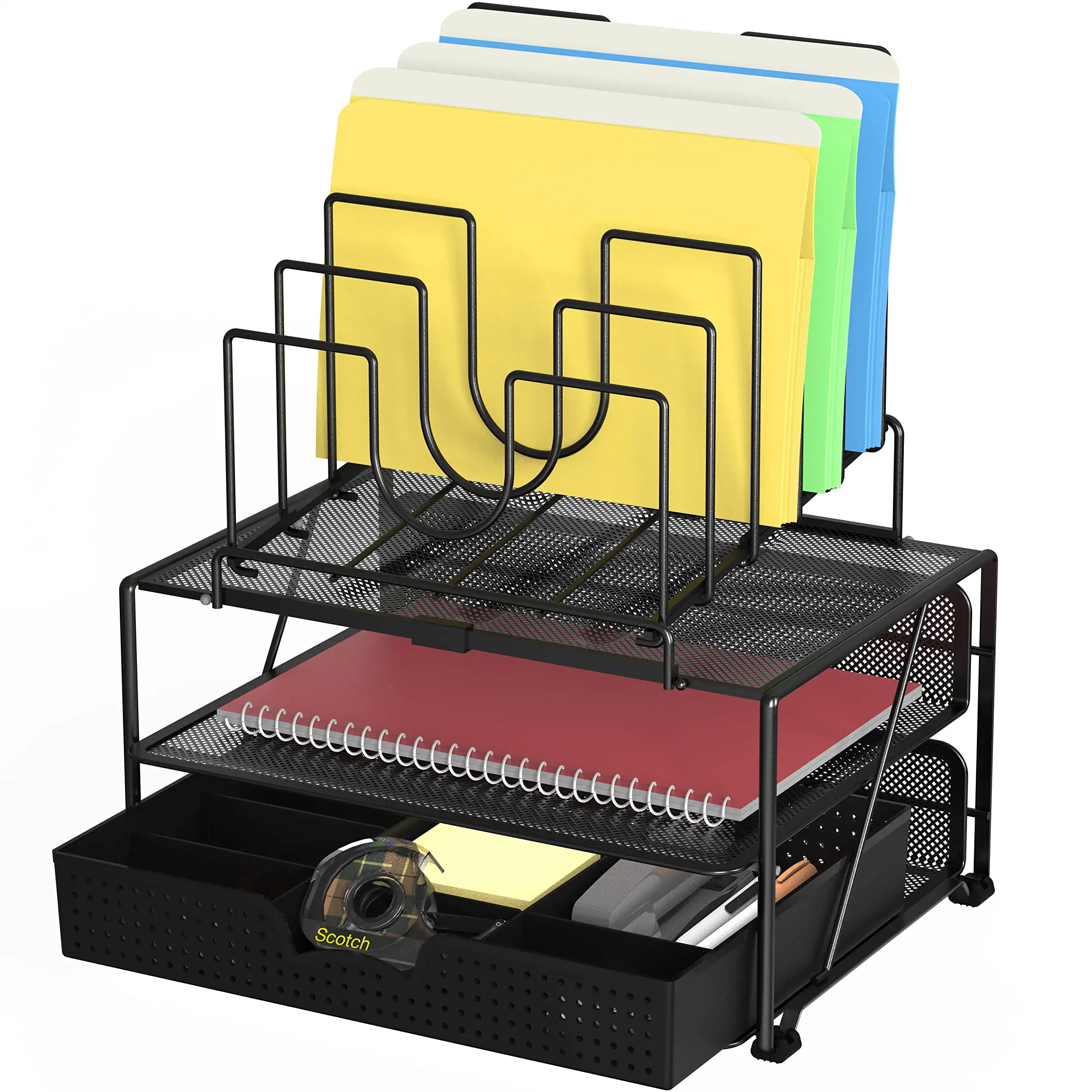 DecoBros Mesh Desk Organizer with Double Tray, 5 Stacking Sorter Sections and Sliding Drawer, Black
DecoBros Mesh Desk Organizer with Double Tray, 5 Stacking Sorter Sections and Sliding Drawer, Black