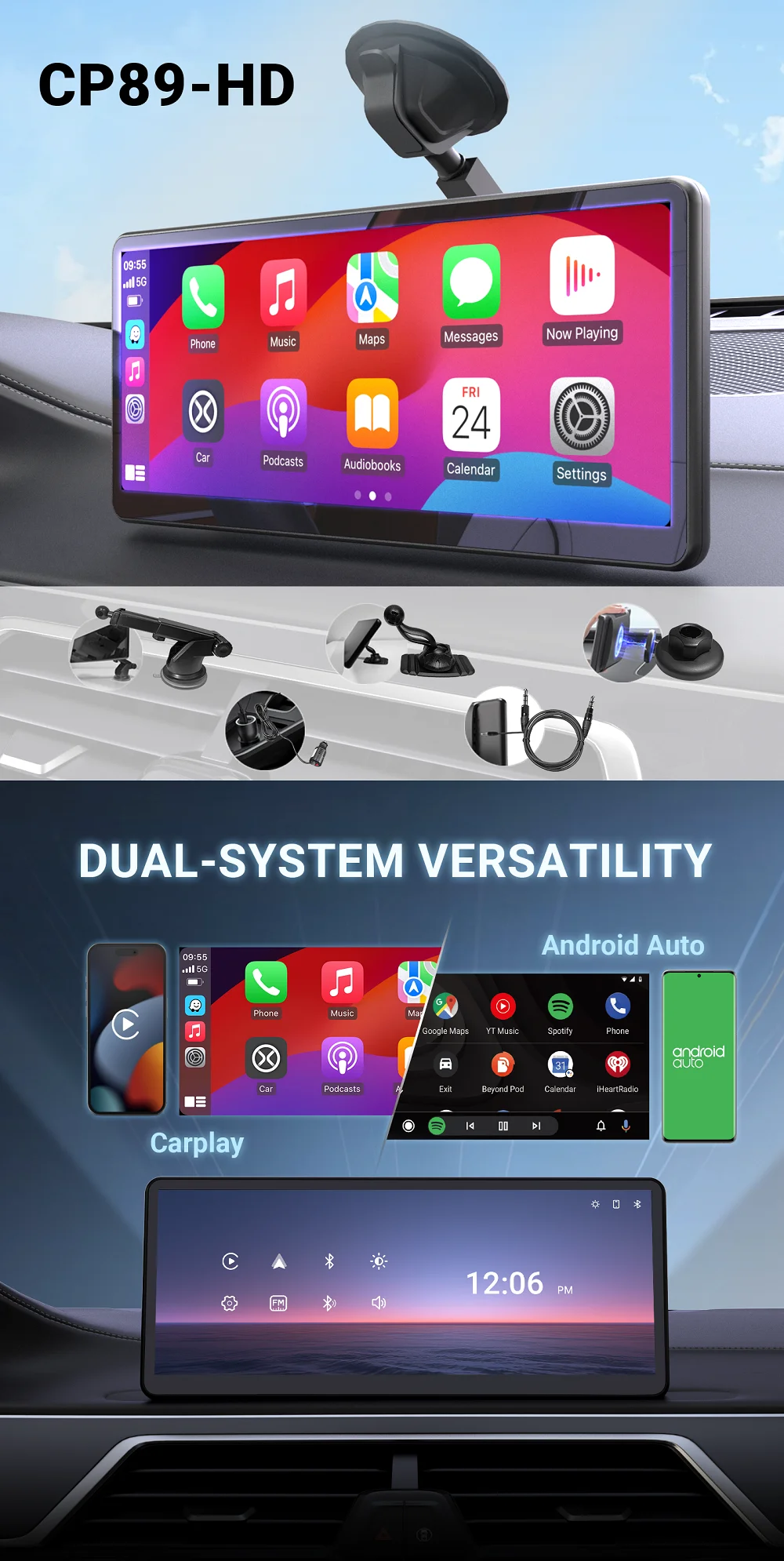 MINIX CP89 - Портативный беспроводной Carplay, Android Auto, сенсорный экран высокой четкости, CP89-HD
MINIX CP89 - Портативный беспроводной Carplay, Android Auto, сенсорный экран высокой четкости, CP89-HD