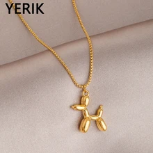 Yerik Silver Color Cute Animal Balloon Dog Necklaces Creative Pendant Clavicle Chain Necklace Ladies Girl Jewelry Dropshipping