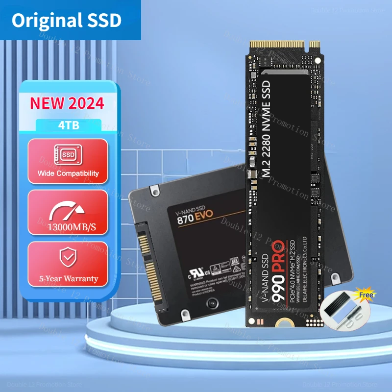 M.2 SSD for PS5 870EVO 990PRO 1TB 2TB 4TB 13000MB/s with Heatsink PCIe4.0x4 NVMe Hard Disk Internal Solid State Drive Desktop PC
M.2 SSD for PS5 870EVO 990PRO 1TB 2TB 4TB 13000MB/s with Heatsink PCIe4.0x4 NVMe Hard Disk Internal Solid State Drive Desktop PC
