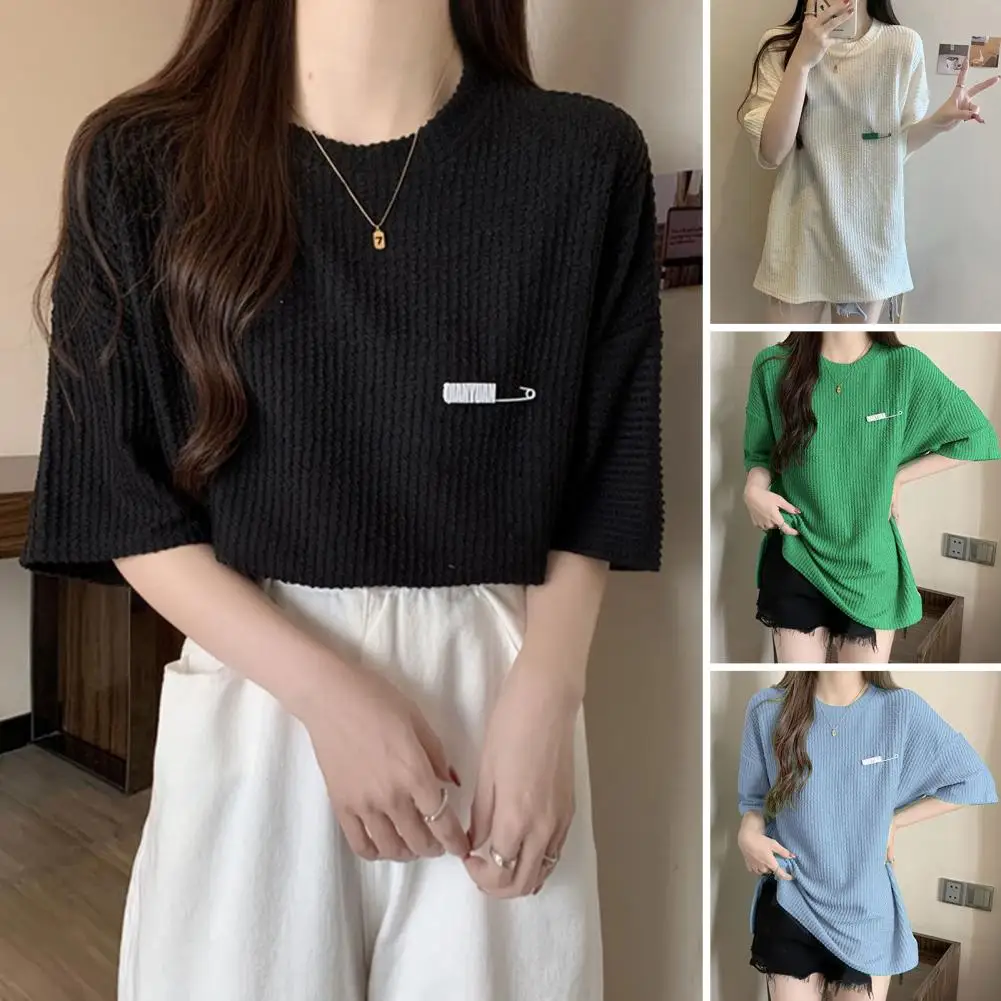 Young Women Summer T-shirt Pullover Pure Color Ladies T-shirt Stripe Breathable Summer Top Women Garment
Young Women Summer T-shirt Pullover Pure Color Ladies T-shirt Stripe Breathable Summer Top Women Garment