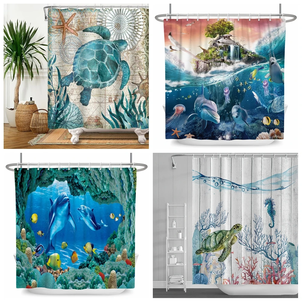 Underwater World Bathroom Shower Curtain Sea Turtle Dolphin Ocean Creature Landscape Shower Curtains Bathroom Waterproof Curtain
Underwater World Bathroom Shower Curtain Sea Turtle Dolphin Ocean Creature Landscape Shower Curtains Bathroom Waterproof Curtain
