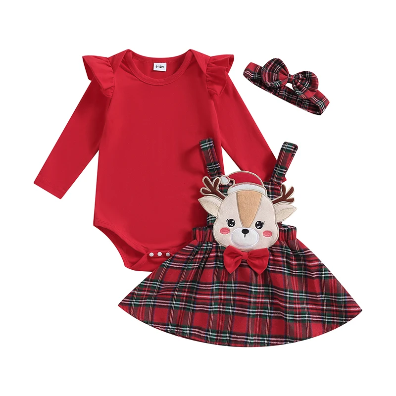 Christmas 0-2Y Infant Girl 3Pcs Outfit Ruffled Long Sleeve Romper A-Line Elk Embroidery Plaid Skirt Bow Headband Set
Christmas 0-2Y Infant Girl 3Pcs Outfit Ruffled Long Sleeve Romper A-Line Elk Embroidery Plaid Skirt Bow Headband Set