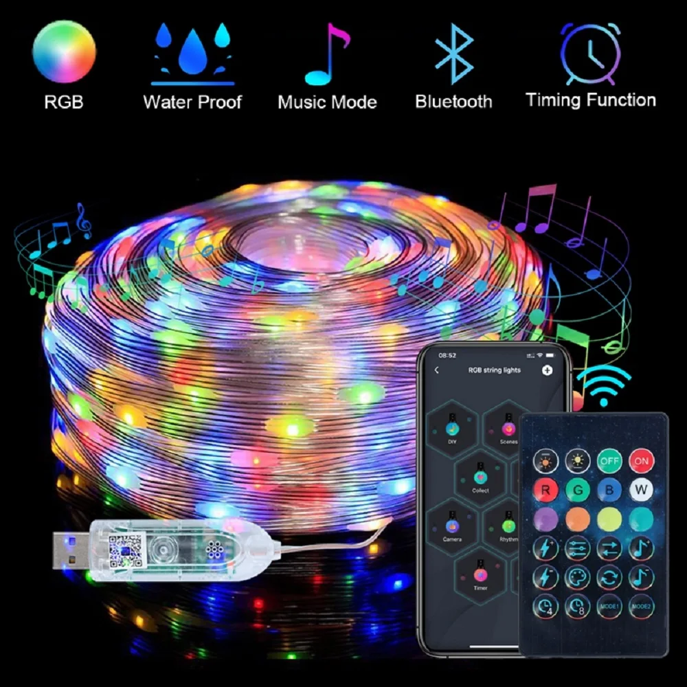 5V USB Christmas Lights Smart Bluetooth Remote Control LED String Fairy Lights 5M 10M 15M 20M Waterproof Garland Outdoor Lamp
5V USB Christmas Lights Smart Bluetooth Remote Control LED String Fairy Lights 5M 10M 15M 20M Waterproof Garland Outdoor Lamp