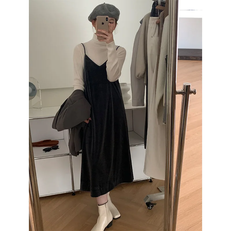 2021 under the trend of fashion autumn wear new velvet halter vest dress Korean loose A-word long skirt children leisure and com
2021 under the trend of fashion autumn wear new velvet halter vest dress Korean loose A-word long skirt children leisure and com