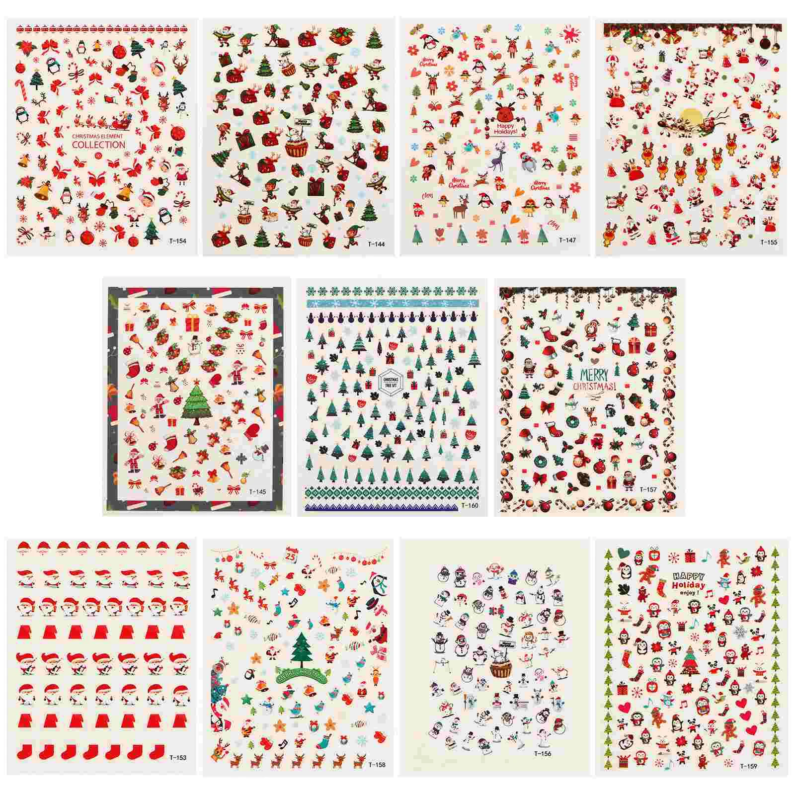 11 Sheet Decals Festival DIY Adhesive Holiday Christmas Xmas Nail Sticker Fingernail Decoration Manicure Sticker
11 Sheet Decals Festival DIY Adhesive Holiday Christmas Xmas Nail Sticker Fingernail Decoration Manicure Sticker