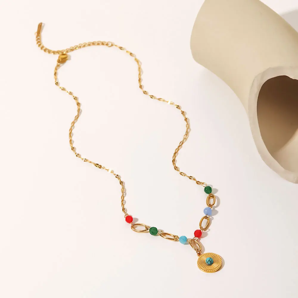 18k Real Gold Plated Round Turquoise Fashion Pendant Handwork Necklaces Colorful Bead For Women Fashion Charms Supplies Jewlery
18k Real Gold Plated Round Turquoise Fashion Pendant Handwork Necklaces Colorful Bead For Women Fashion Charms Supplies Jewlery