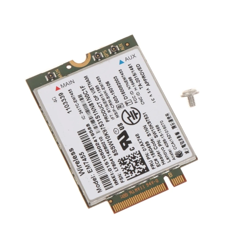 Wireless EM7455 01AX748 M.2 4G Module 100M LTE WWAN Card Wireless WiFi Adapter for LenovoThinkpad X260 X270 T470S x1
Wireless EM7455 01AX748 M.2 4G Module 100M LTE WWAN Card Wireless WiFi Adapter for LenovoThinkpad X260 X270 T470S x1