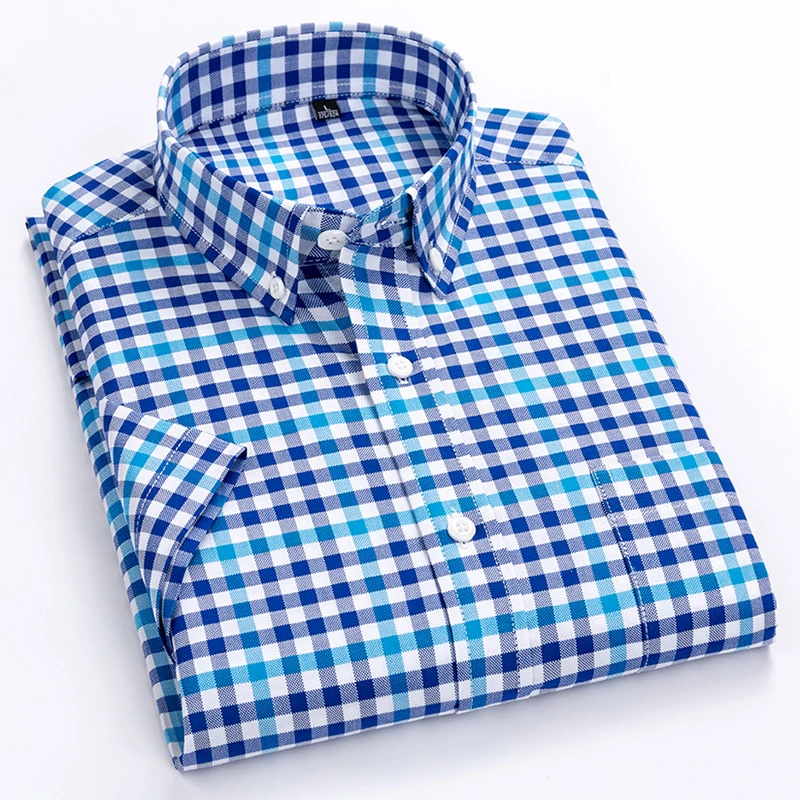 Summer Short Sleeve 100% Cotton Casual Plaid Shirts Thin Soft Male Button Down Striped Dress Shirts Slim Fit
Summer Short Sleeve 100% Cotton Casual Plaid Shirts Thin Soft Male Button Down Striped Dress Shirts Slim Fit