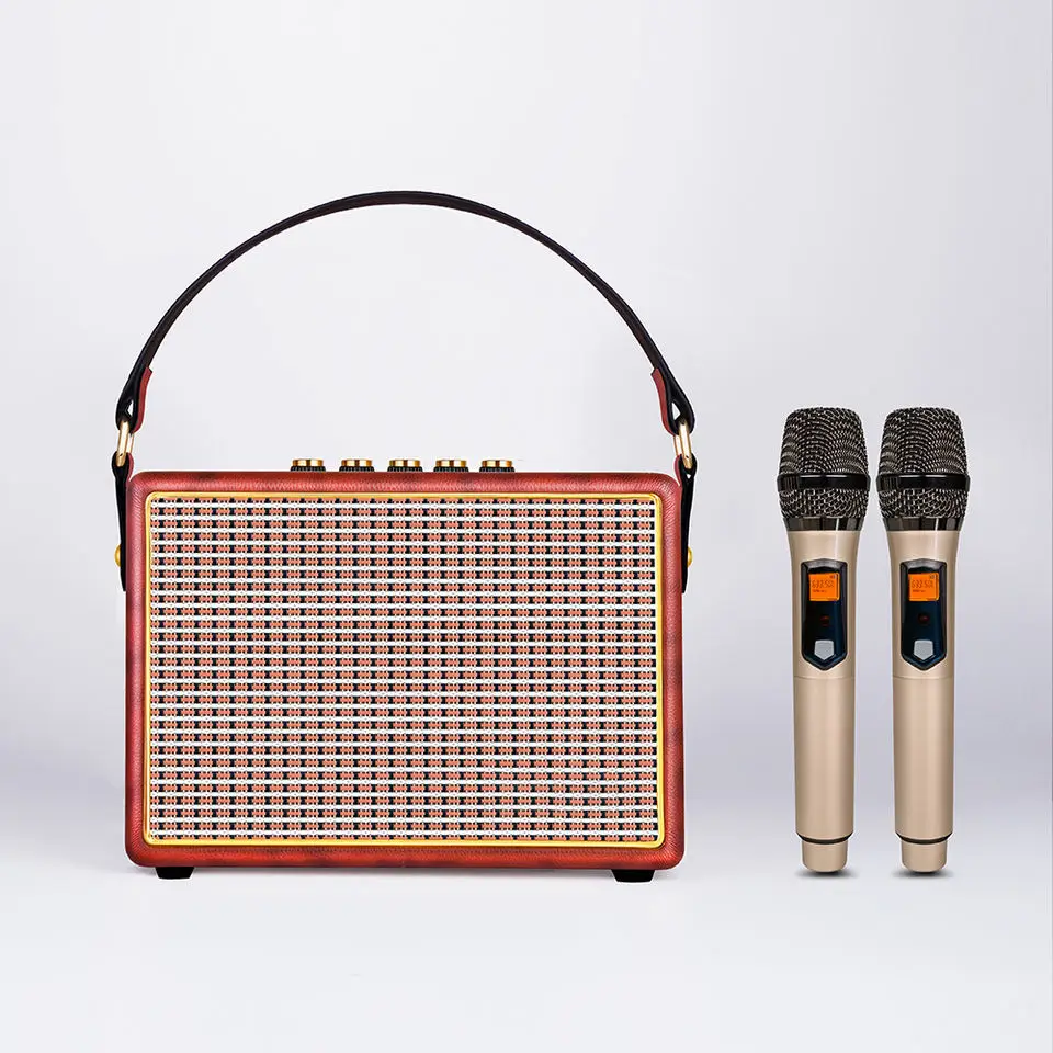 100W Elegant Wireless Karaoke Speaker Wooden Retro Vintage audio PU leather speakers Smart Radio AM FM Radio Speaker GHD-240
100W Elegant Wireless Karaoke Speaker Wooden Retro Vintage audio PU leather speakers Smart Radio AM FM Radio Speaker GHD-240