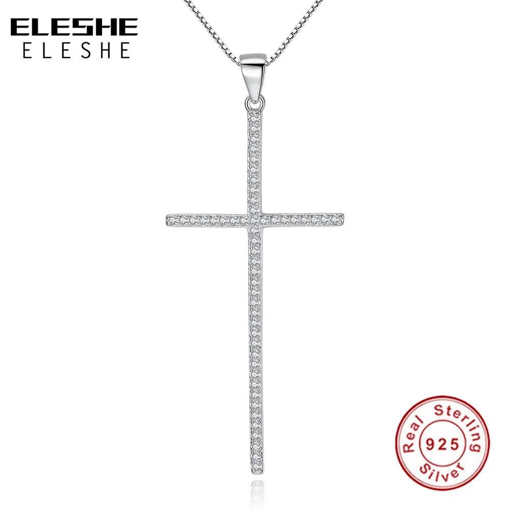 ELESHE Authentic 100% 925 Sterling Silver Austrian Crystal Cross Necklaces Pendant Jewelry Fashion Women Statement Necklace
ELESHE Authentic 100% 925 Sterling Silver Austrian Crystal Cross Necklaces Pendant Jewelry Fashion Women Statement Necklace