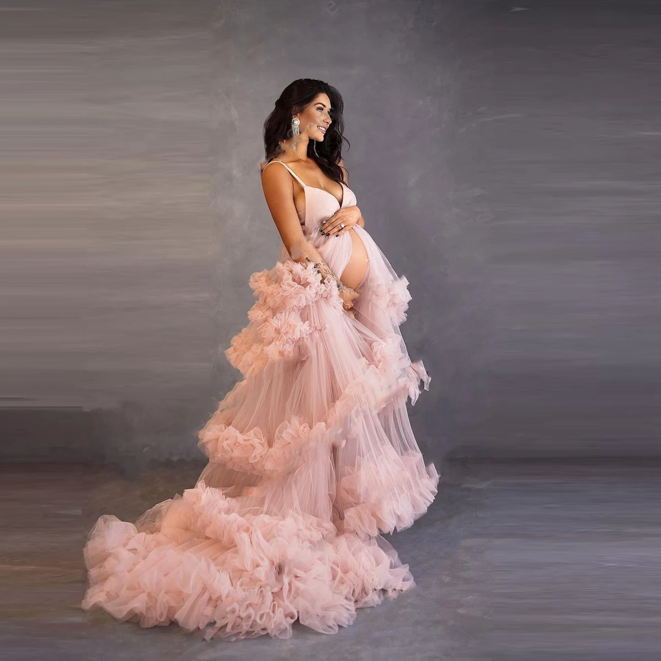 Photoshoot Maternity Dresses Spaghetti Off Shoulder Straps Tulle Peach Pink Maternity Gowns Ruffle Pregnant Dress Long Custom
Photoshoot Maternity Dresses Spaghetti Off Shoulder Straps Tulle Peach Pink Maternity Gowns Ruffle Pregnant Dress Long Custom