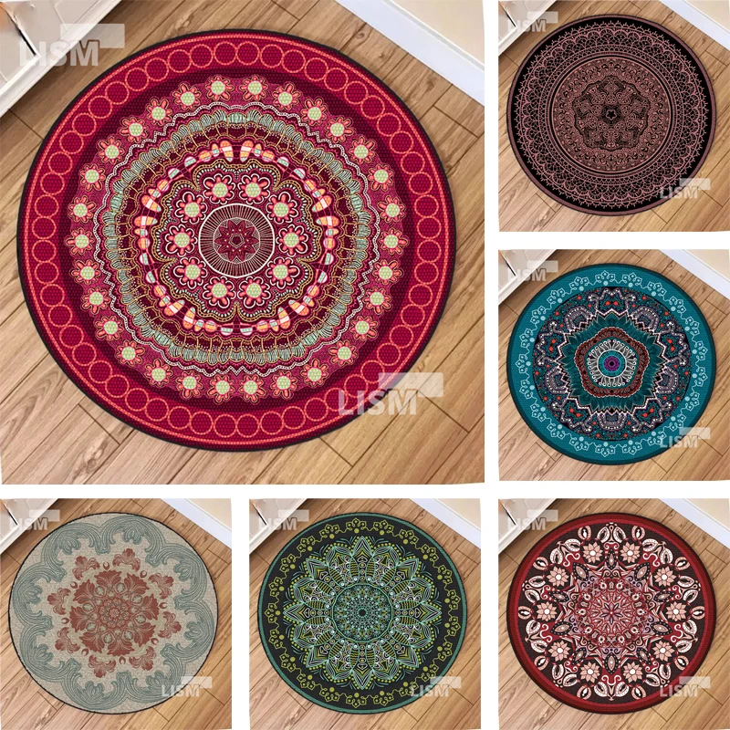 Round Vintage rugs Living Room Decoration Lounge Area Luxury Bedroom carpet Non-slip Large-scale Floor Mat Home Decor Supplies
Round Vintage rugs Living Room Decoration Lounge Area Luxury Bedroom carpet Non-slip Large-scale Floor Mat Home Decor Supplies