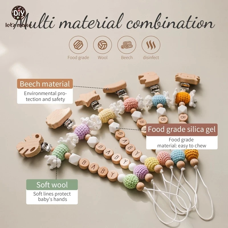 Let's Make Crochet Candy Beads Pacifier Chain Animal Pendant Pacifier Accessories Wooden Baby Teether Baby Care Cute Wooden Toy
Let's Make Crochet Candy Beads Pacifier Chain Animal Pendant Pacifier Accessories Wooden Baby Teether Baby Care Cute Wooden Toy