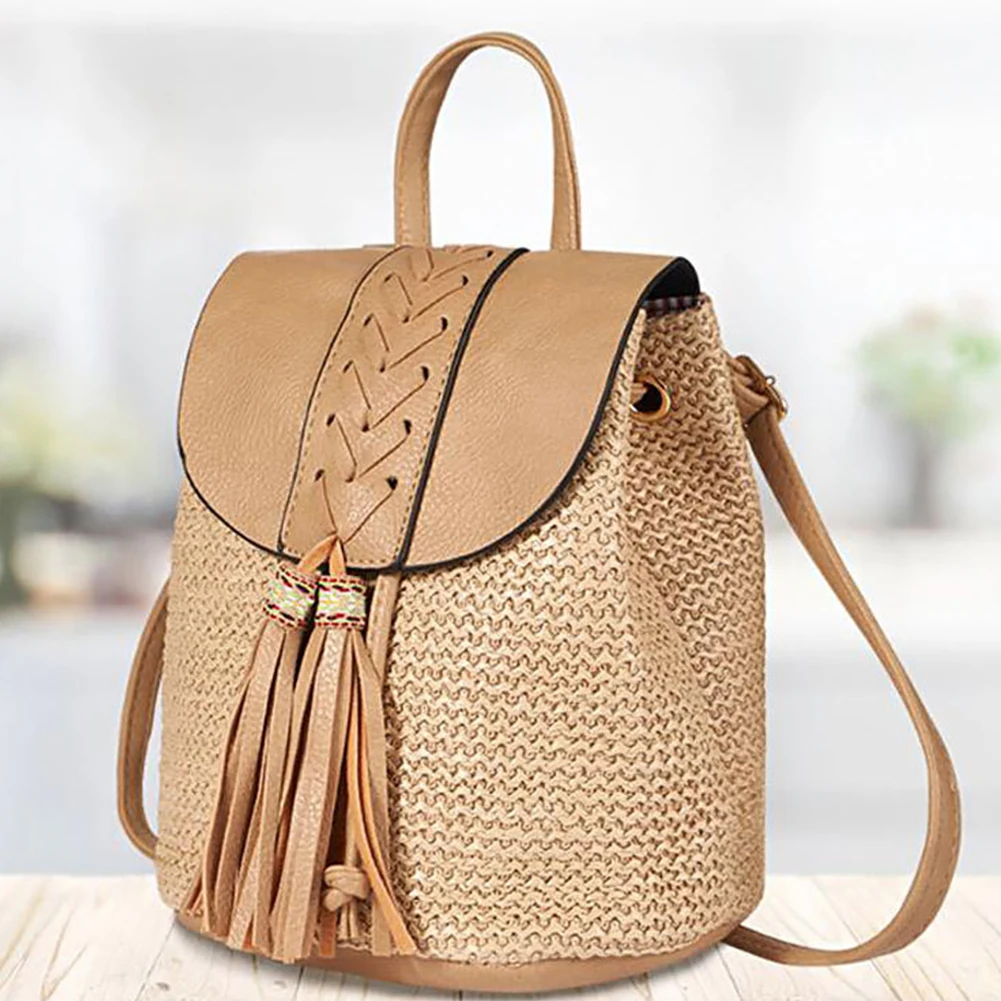 Fashion Straw Women Shoulder Bag Backpack Hand-Woven Female Beach Holiday Simple Purse for Women Outdoor Bag 
Fashion Straw Women Shoulder Bag Backpack Hand-Woven Female Beach Holiday Simple Purse for Women Outdoor Bag