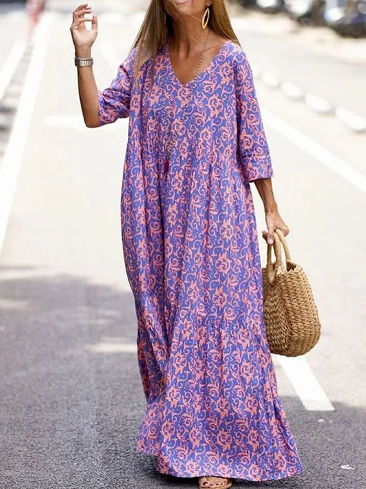 Women Sexy V Neck Long Party Dress Lady Spring Loose Short Sleeve Beach Long Dress Summer Floral Print Bohemian Dresses Vestidos
Women Sexy V Neck Long Party Dress Lady Spring Loose Short Sleeve Beach Long Dress Summer Floral Print Bohemian Dresses Vestidos