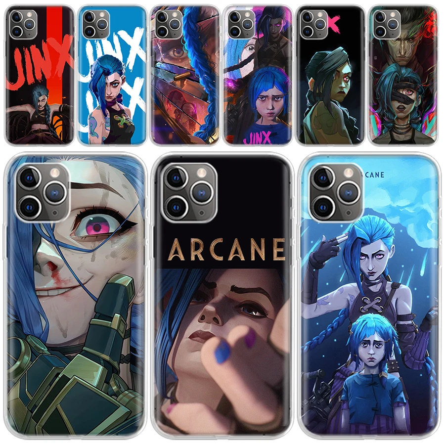 

Прозрачный мягкий чехол для телефона с аниме Arcane Jinx Vi для iPhone 14 13 12 11 Pro Max 7 Plus Apple XS XR X SE 8 6 + 6S 5