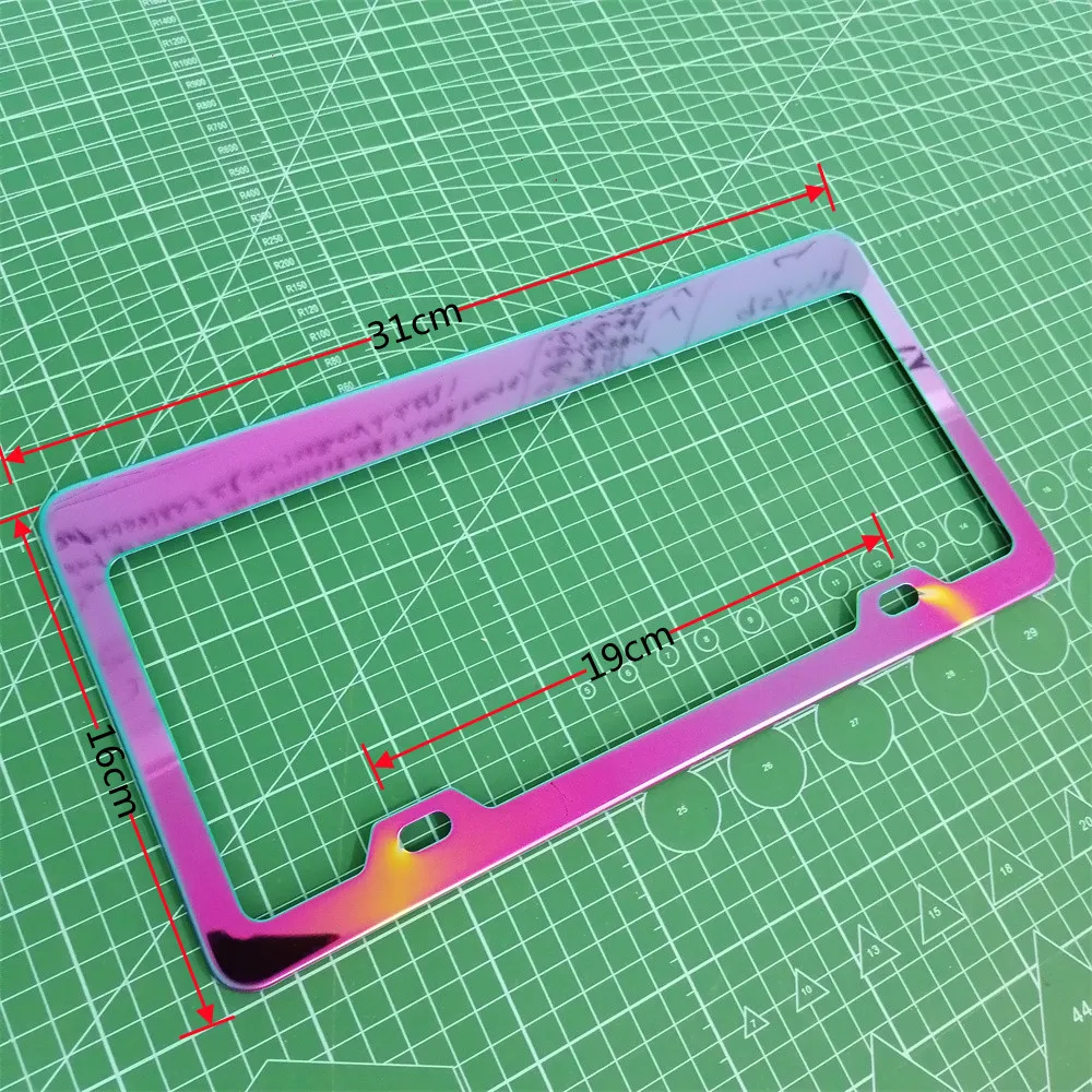 2PCS Latest USA Standard Stainless Steel Car License Plate Frame JDM Racing Personality neo Colorful Auto Number Plate Frame
2PCS Latest USA Standard Stainless Steel Car License Plate Frame JDM Racing Personality neo Colorful Auto Number Plate Frame