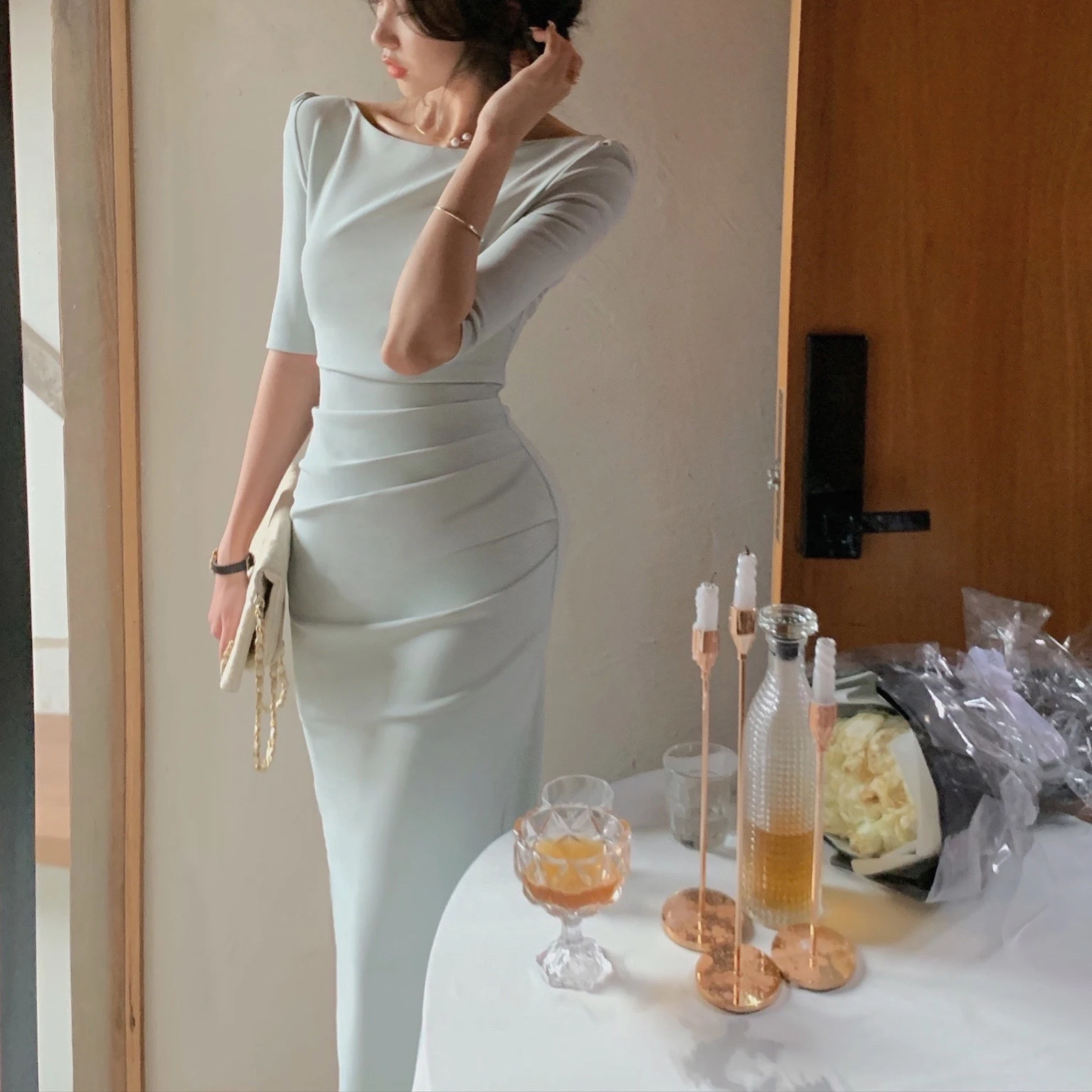 Simple Dress For Women Elegant Midi Bodycon Dress Office Lady Solid Clothing Femme Fashion Korea Style Summer Vestidos Dresses
Simple Dress For Women Elegant Midi Bodycon Dress Office Lady Solid Clothing Femme Fashion Korea Style Summer Vestidos Dresses