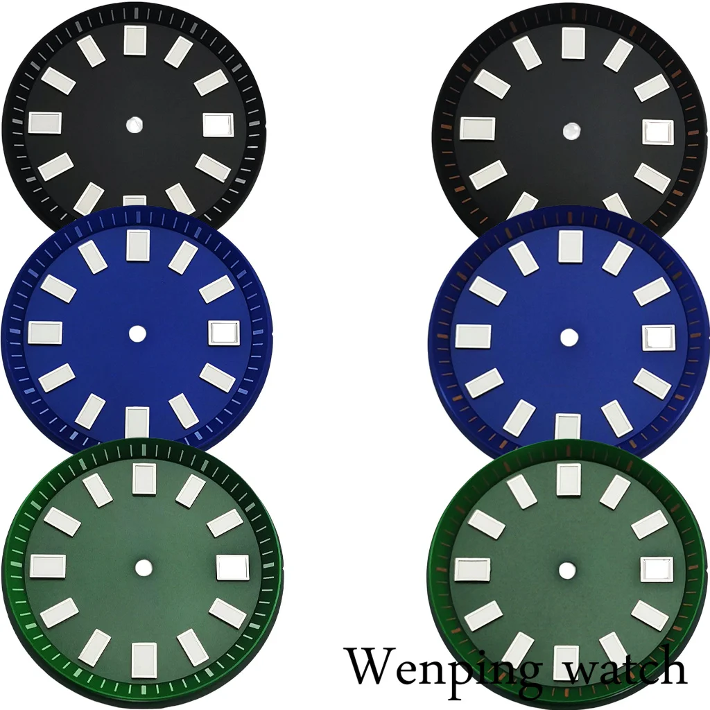New 33.4 mm Sterile Black/Blue/Green Watch Dial Green Luminous Fit NH35 NH36A Automatic Movement Watch Assembly Accessories
New 33.4 mm Sterile Black/Blue/Green Watch Dial Green Luminous Fit NH35 NH36A Automatic Movement Watch Assembly Accessories