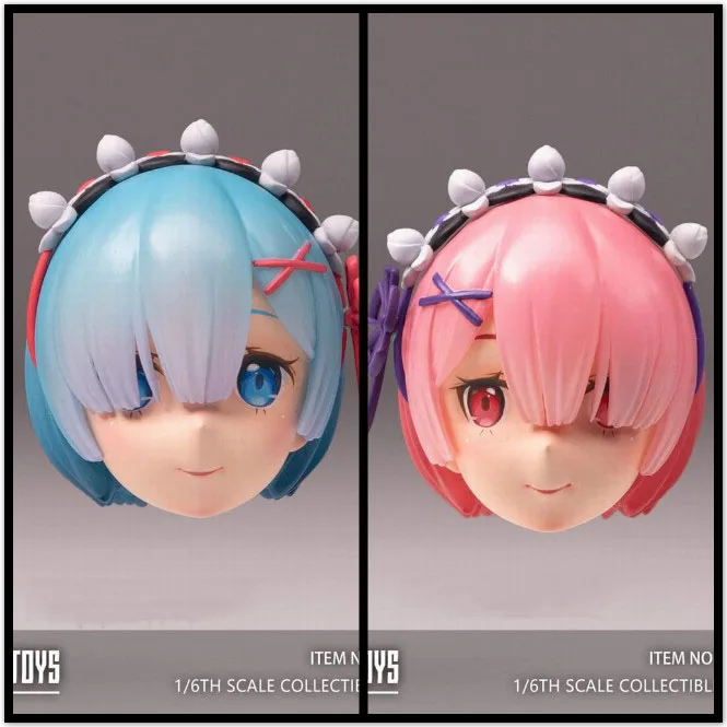 

In Stock SIPATOYS SIP003 1/6 Pink Hair Anime Style Maid Sisters Women Doll Head Carving Model for 12 Inch Action Body DIY