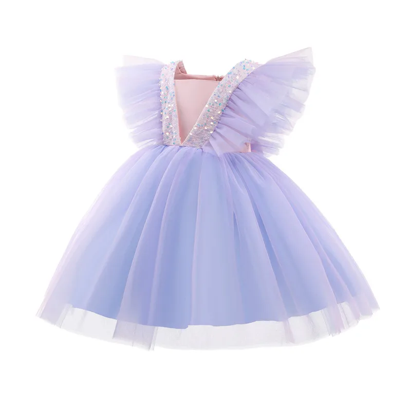 

Wedding Birthday Dresses For Girls 3-8 Years Elegant Party Sequins Tutu Christening Gown Kids Children Formal Pageant Clothes