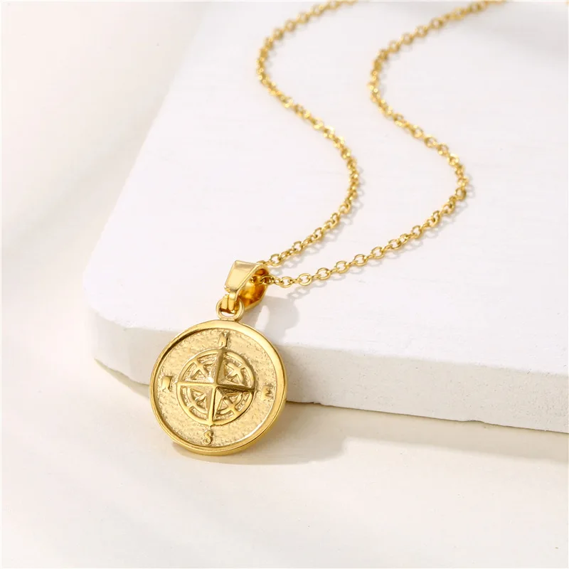 Compass Necklace Stainless Steel Necklace For Women Gold Metal Coin Medal Necklaces Choker Collier Femme 2022 Fashion Jewelry
Compass Necklace Stainless Steel Necklace For Women Gold Metal Coin Medal Necklaces Choker Collier Femme 2022 Fashion Jewelry