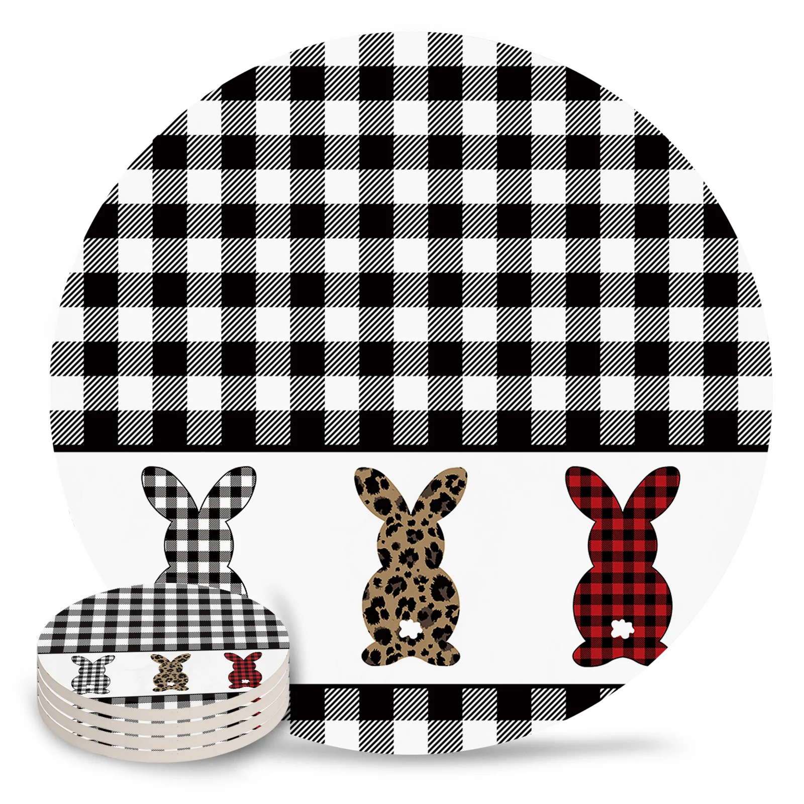 Easter Bunny Plaid Leopard Print Ceramic Coaster Set Coffee Tea Cup Coasters Kitchen Accessories Round Placemat
Easter Bunny Plaid Leopard Print Ceramic Coaster Set Coffee Tea Cup Coasters Kitchen Accessories Round Placemat