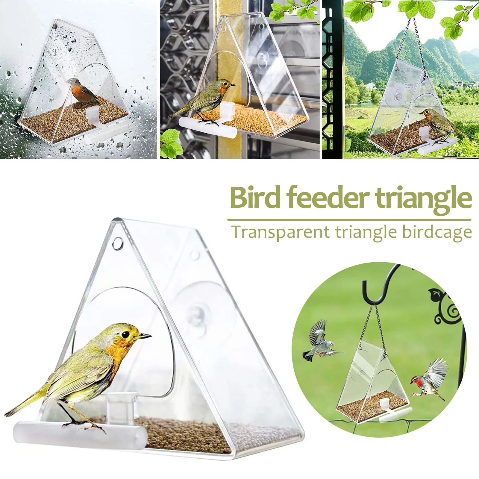 Bird Feeder Acrylic Transparent Window Viewing Bird Feeders Tray Birdhouse Pet Water Feeder Suction Cup Mount House Type Feeder
Bird Feeder Acrylic Transparent Window Viewing Bird Feeders Tray Birdhouse Pet Water Feeder Suction Cup Mount House Type Feeder